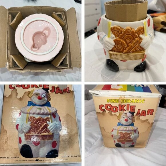 New Vintage‎ Cookie Jar Made in Japan Ceramic Clown Hat Bow Tie Ruffled Collar - Picture 14 of 14